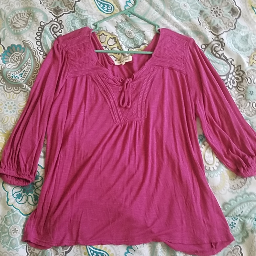 🌹 2 for $5 Indigo Soul 3/4 sleeve top
